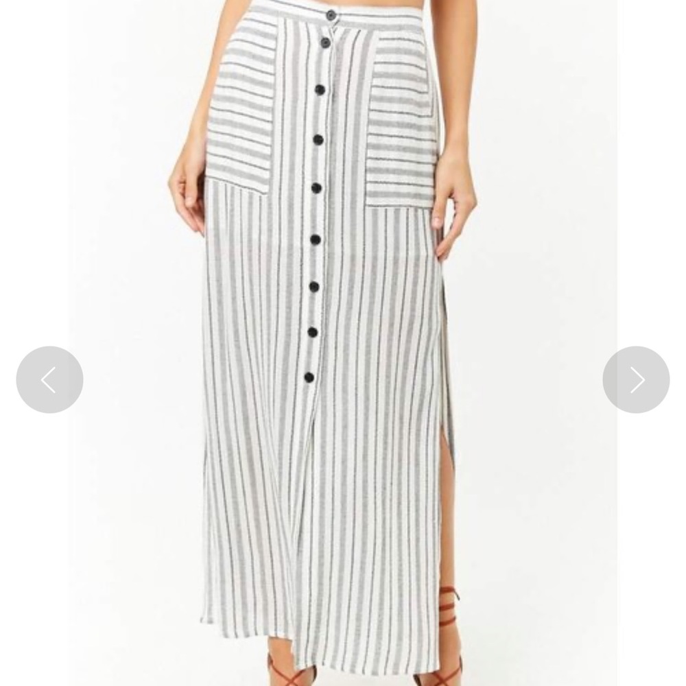 Forever 21 Gray and White A-line Maxi Skirt
